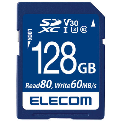 エレコム データ復旧サービスSDカード V30 UHS-I U3 128GB MF-FS128GU13V3R 1個（直送品）