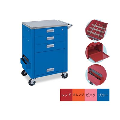 高田ベッド製作所 救急M1型カート 幅69×奥行43×高さ92cm ブルー TB-1257 1個 61-3712-05（直送品）