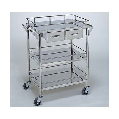 柏ステンレス工業 ステンレスワゴン 回診車 (静音仕様) 引出2個付 3段 ステンレスワゴン(ヒキダシヅケ)MB-1541 1個（直送品）