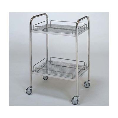 柏ステンレス工業 ステンレスワゴン アーチ型回診車S (パンチング枠付) 2段 ステンレスパンチングワゴンMB-2UP-S 1個（直送品）