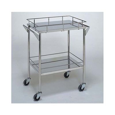 柏ステンレス工業 ステンレスワゴン 回診車 (静音仕様 枠付) 2段 450×300×800mm ステンレスワゴンMB-1511 1個（直送品）