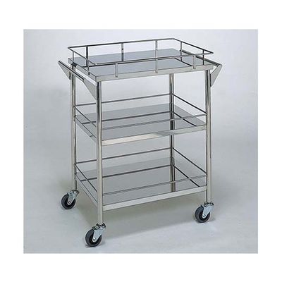 柏ステンレス工業 ステンレスワゴン 回診車 (静音仕様 枠付) 3段 450×300×800mm ステンレスワゴンMB-1521 1個（直送品）