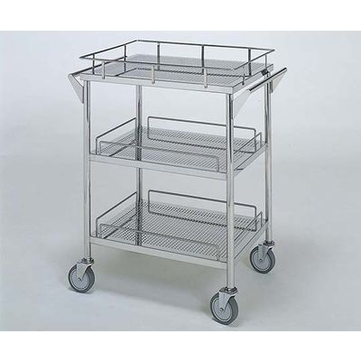 柏ステンレス工業 ステンレスワゴン 回診車L (パンチング枠付) 3段 ステンレスパンチングワゴンMB-3P-L 1個 62-2714-60（直送品）