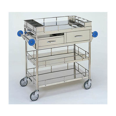 柏ステンレス工業 繃帯交換車　（枠付）　引出２個　小物入　万能壺トレ ホウタイコウカングルマMC-B3 62-2715-13 ナビスカタログ（直送品）