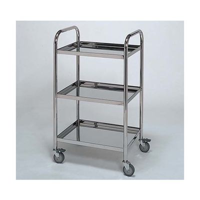 柏ステンレス工業 ステンレスワゴン アーチ型回診車M (立上) 3段 ステンレスワゴンMB-3UV-M 1個 62-2714-70（直送品）