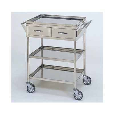 柏ステンレス工業 ステンレスワゴン 回診車L (立上) 引出2個付 3段 ステンレスワゴン(ヒキダシヅケ)MB-3VH-L 1個（直送品）