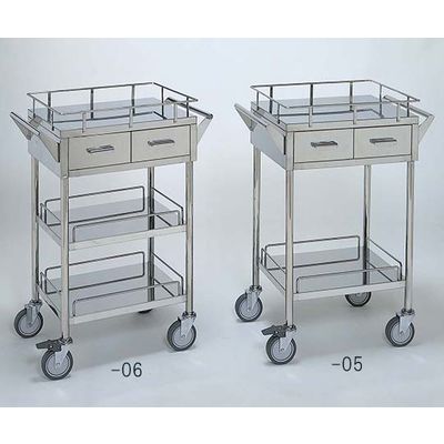 柏ステンレス工業 ステンレスワゴン 回診車 (枠付) 引出2個付 2段 ステンレスワゴン(ヒキダシヅケ)MB-2SH 1個（直送品）