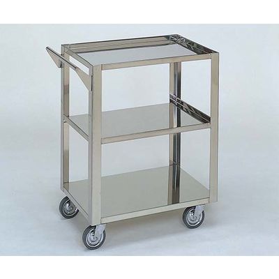 柏ステンレス工業 ステンレスワゴン 回診車M (1段目のみ立上) 3段 ステンレスワゴンMB-3ZA-M 1個 62-2714-93（直送品）