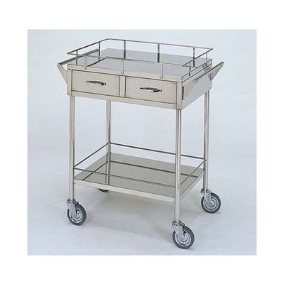 柏ステンレス工業 ステンレスワゴン 回診車M (枠付) 引出2個付 2段 ステンレスワゴン(ヒキダシヅケ)MB-2GH-M 1個（直送品）