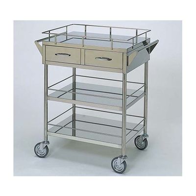 柏ステンレス工業 ステンレスワゴン 回診車M (枠付) 引出2個付 3段 ステンレスワゴン(ヒキダシヅケ)MB-3GH-M 1個（直送品）