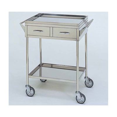 柏ステンレス工業 ステンレスワゴン 回診車M (立上) 引出2個付 2段 ステンレスワゴン(ヒキダシヅケ)MB-2VH-M 1個（直送品）