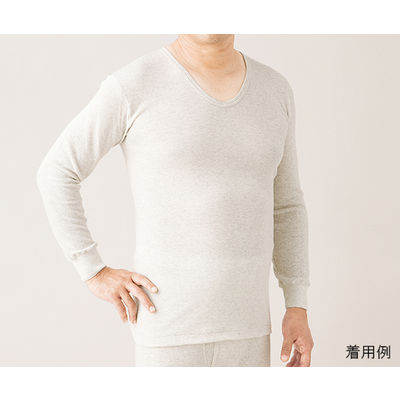 ハヤシ・ニット リブ調キルト 紳士長袖シャツ 1枚入 M ライトグレー 3321 1枚 62-2991-89（直送品）