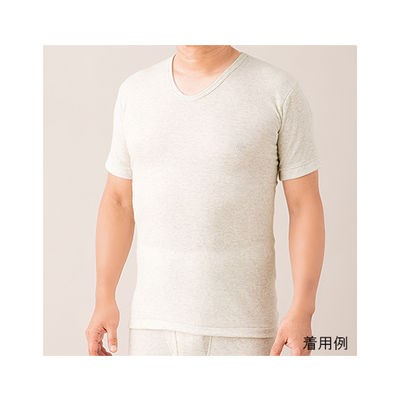 ハヤシ・ニット リブ調キルト 紳士半袖シャツ 1枚入 M ライトグレー 3322 1枚 62-2991-97（直送品）