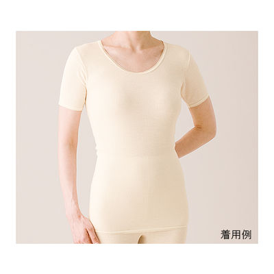 ハヤシ・ニット リブ調キルト 婦人半袖インナー 1枚入 L ベージュ 3332 1枚 62-2992-03（直送品）