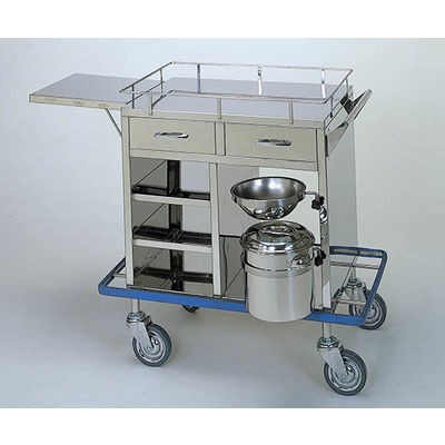 柏ステンレス工業 繃帯交換車　（枠付）　引出２個　汚物缶　ボウル　折 ホウタイコウカングルマMC-B8 62-2715-18 ナビスカタログ（直送品）