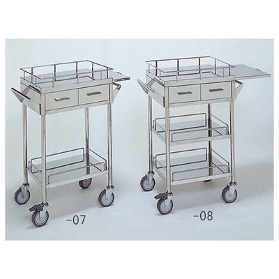 柏ステンレス工業 ステンレスワゴン 回診車 (枠付) 引出2個 スライドテーブル付 2段 ステンレスワゴン(ヒキダシヅケ)MB-2ST 1個（直送品）