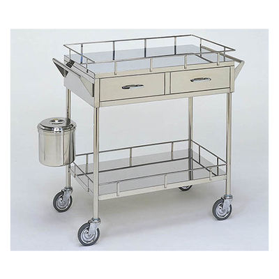 柏ステンレス工業 繃帯交換車L (枠付) 引出2個 汚物缶付 2段 ホウタイコウカングルマMC-B1-L 1個 62-2715-10（直送品）