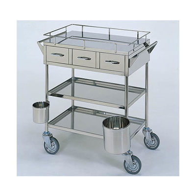 柏ステンレス工業 繃帯交換車 (枠 立上) 引出3個 汚物缶付 3段 ホウタイコウカングルマMC-B4 1個 62-2715-14（直送品）