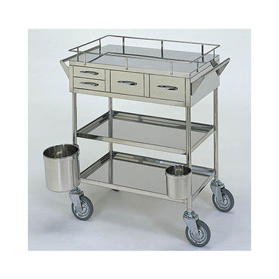 柏ステンレス工業 繃帯交換車 (枠 立上) 引出4個 汚物缶付 3段 ホウタイコウカングルマMC-B5 1個 62-2715-15（直送品）