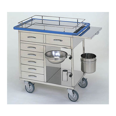 柏ステンレス工業 繃帯交換車　（枠付）　引出７個　汚物缶　ボウル　鉗 ホウタイコウカングルマMC-B7 62-2715-17 ナビスカタログ（直送品）