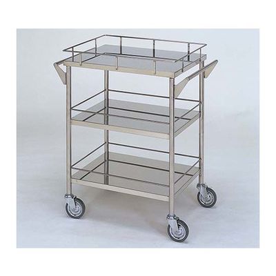 柏ステンレス工業 ステンレスワゴン 回診車M (枠付) 3段 ステンレスワゴンMB-3G-M 1個 62-2714-53（直送品）