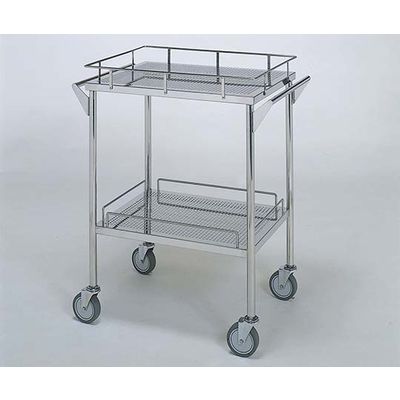 柏ステンレス工業 ステンレスワゴン 回診車M (パンチング枠付) 2段 ステンレスパンチングワゴンMB-2P-M 1個 62-2714-57（直送品）