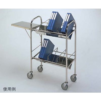 柏ステンレス工業 カルテワゴン (40冊用) 折りたたみサイドテーブル付 2段 カルテワゴンMK-402 1個 62-2715-67（直送品）