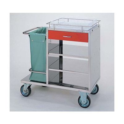 柏ステンレス工業 オムツ交換車 （枠付） コーティングバスケット1個付 オムツコウカングルマMF-R1 62-2715-70　ナビスカタログ（直送品）