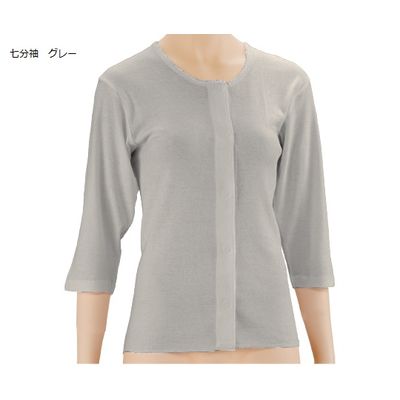 オオサキメディカル PHワンタッチ肌着 前開 紳士 七分袖 L グレー 74812 1パック(1枚) 61-7360-31（直送品）