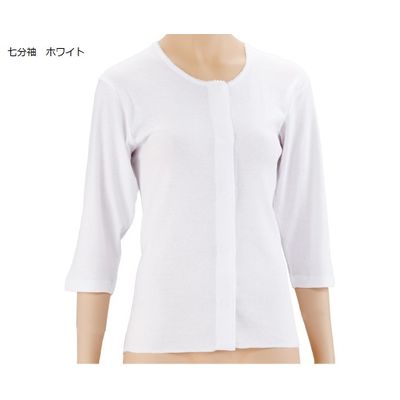 オオサキメディカル PHワンタッチ肌着 前開 婦人 半袖 L ホワイト 74800 1パック(1枚) 61-7360-19（直送品）