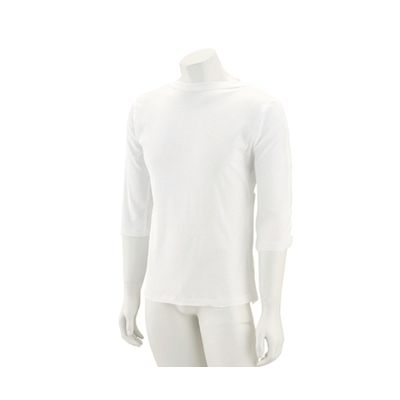 ケアファッション 男女兼用片側脇開き7分袖シャツ ホワイト M 38239-01 1枚 61-7383-65（直送品）