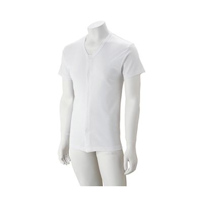 ケアファッション 紳士半袖大寸ワンタッチシャツ ホワイト 4L 38131-08 1枚 61-7381-24（直送品）