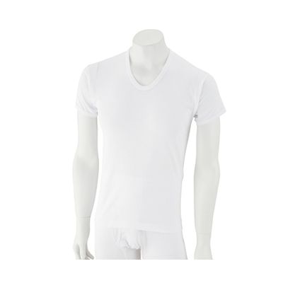 ケアファッション 紳士半袖U首シャツ(2枚組) ホワイト LL 38021-03 1組(2枚) 61-7381-72（直送品）