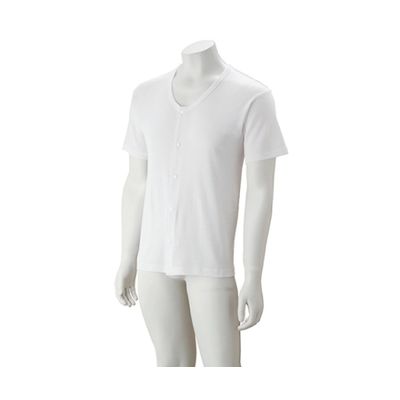 ケアファッション 紳士半袖大寸ホックシャツ ホワイト 3L 38124-05 1枚 61-7381-29（直送品）