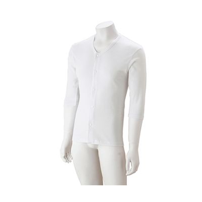 ケアファッション 紳士7分袖大寸ホックシャツ ホワイト 5L 38129-14 1枚 61-7381-34（直送品）