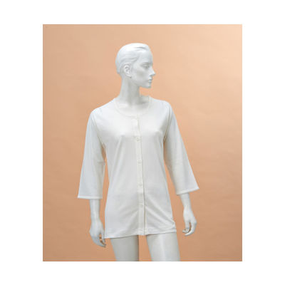 神戸生絲 婦人前開き7分袖(ボタン式) LL No.50V 1枚 63-1284-85（直送品）