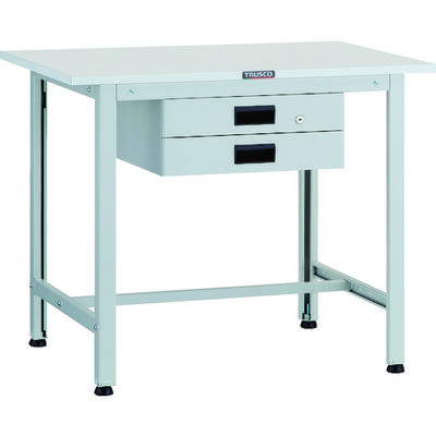 TRUSCO 軽荷重作業台(200kg)AO型 900X600XH740 薄型2段引出付 ホワイト色 AO-0960UDK2 1台（直送品）