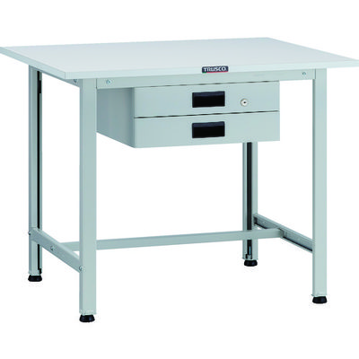 TRUSCO 軽荷重作業台(200kg)AO型 900X750XH740 薄型2段引出付 ホワイト色 AO-0975UDK2 1台（直送品）
