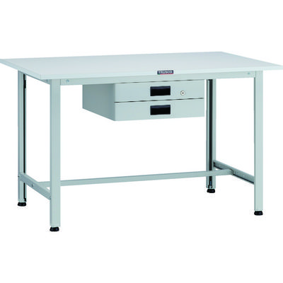TRUSCO 軽荷重作業台(200kg)AO型 1200X600XH740 薄型2段引出付 ホワイト色 AO-1260UDK2 1台（直送品）