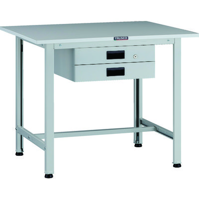 TRUSCO 軽荷重作業台(200kg)AO型 900X750XH740 薄型2段引出付 ホワイト色 AOR-0975UDK2 1台（直送品）