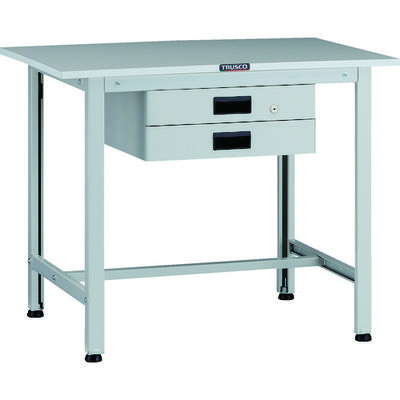 TRUSCO 軽荷重作業台(200kg)AO型 900X600XH740 薄型2段引出付 ホワイト色 AOR-0960UDK2 1台（直送品）
