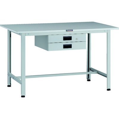 TRUSCO 軽荷重作業台(200kg)AO型 1200X600XH740 薄型2段引出付 ホワイト色 AOR-1260UDK2 1台（直送品）