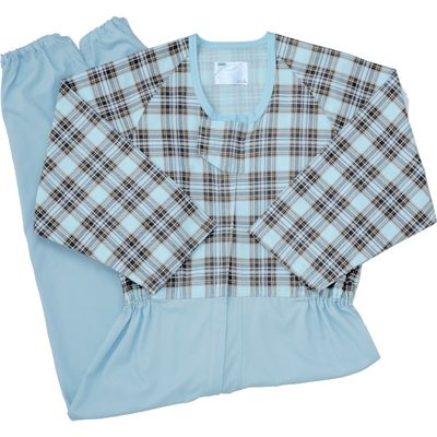 日本エンゼル コンビネーション　フルオープン　ツイル　5738-TA　タータンブルー　4L 1枚　【介護用衣類】介援隊カタログ（直送品）