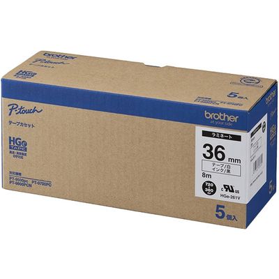 ピータッチ テープ 幅36mm 白ラベル(黒文字) HGe-261V 1箱 ブラザー（直送品）