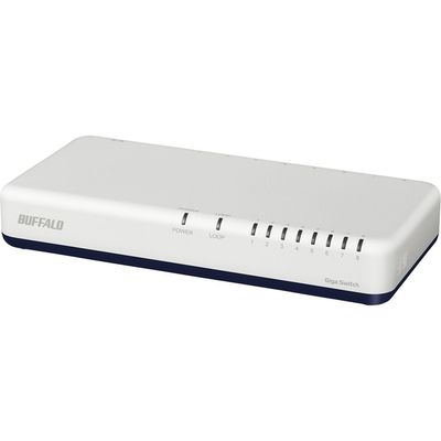 バッファロー Giga 8ポート スイッチングハブ 電源内蔵 プラスチック筐体 マグネット付 ホワイト LSW6-GT-8NP/WH 1台（直送品）