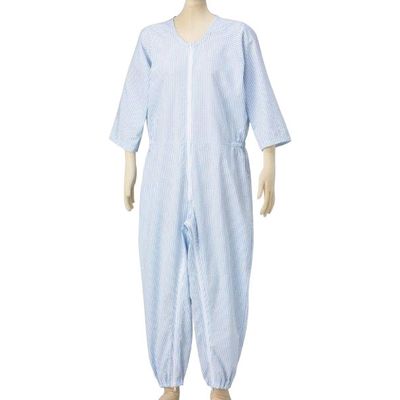 松本ナース産業 サッカーねまき　前開き　普通ファスナー　4400　ブルー　LL 1枚　【介護用衣類】介援隊カタログ（直送品）