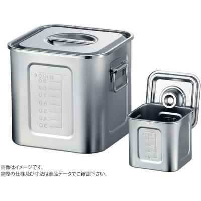 赤川器物製作所 AG21ー0 目盛付角キッチンポット 15cm(手無) 220192 1個（直送品）