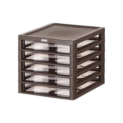 JEJアステージ アプロスB4 浅型 机上収納ケース 5段 ダークブラウン 61-7322-22 1台（直送品）