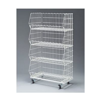 アズワン 高機能型ジャンブルバスケット 白 4段 W86.4D46.3×H156 キャスター7.5cm 63-5728-05 1台（直送品）