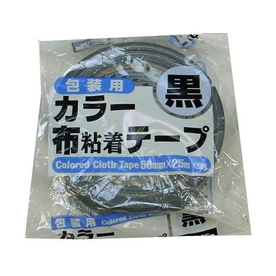 リンレイ カラー布粘着テープNO.384 50mm×25m 黒 30巻入 RT384-BK5025 1箱(30巻) 62-9214-49（直送品）